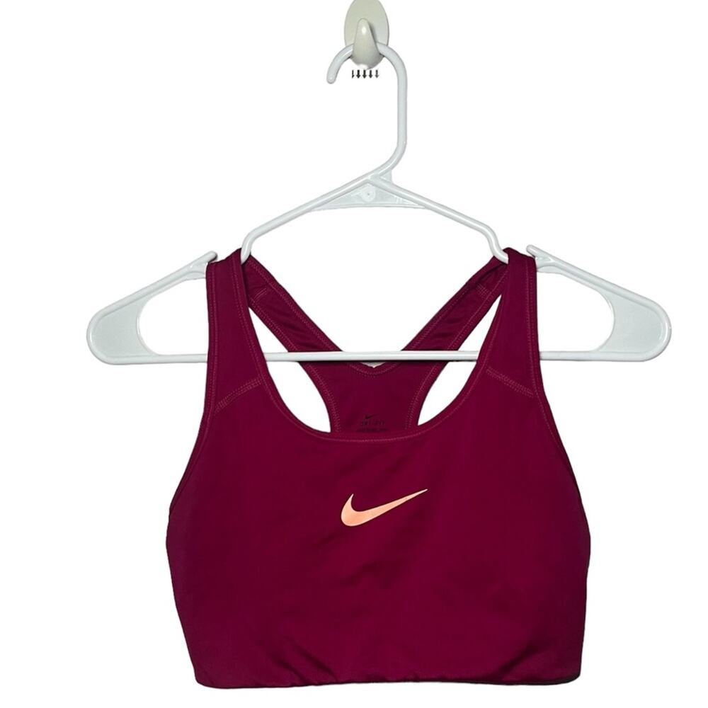 Nike Dri fit Sports Bra Pink Swoosh Logo Size Small